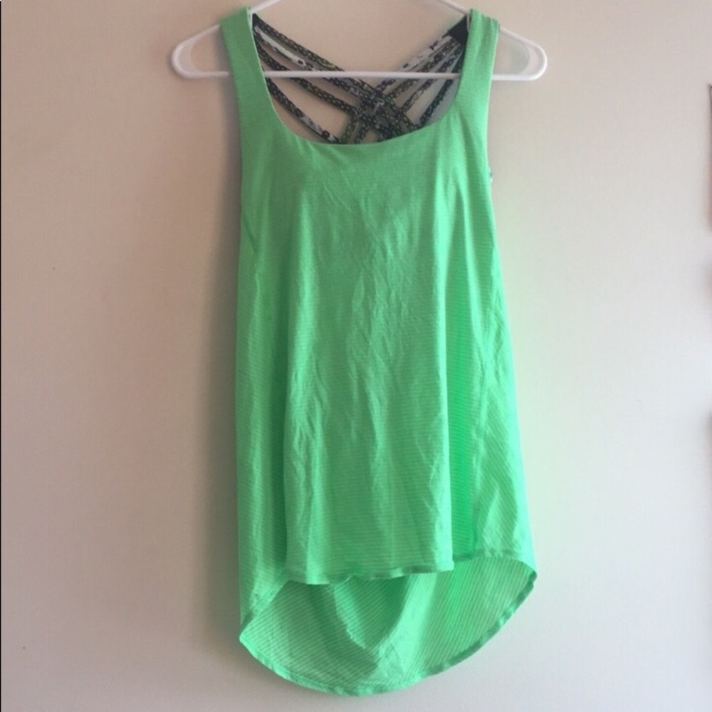 Lululemon Wild Tank. Green open back shirt